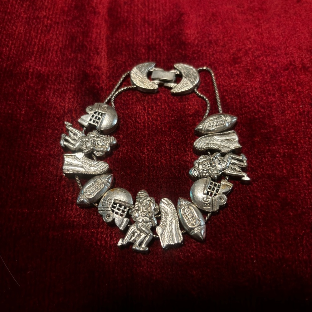 Vintage Football Charm 925 Bracelet